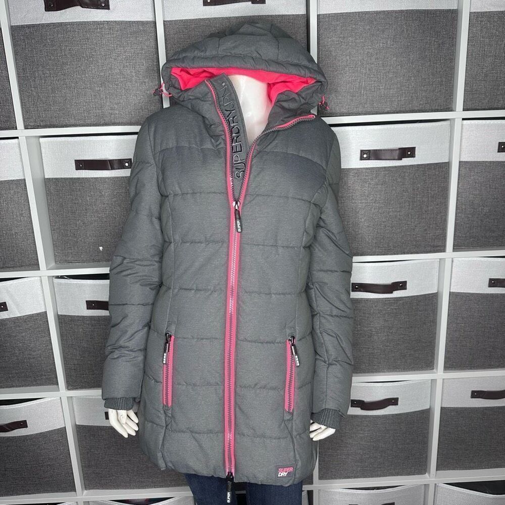 Superdry Tall Sports Puffer Jacket Grey Size 6